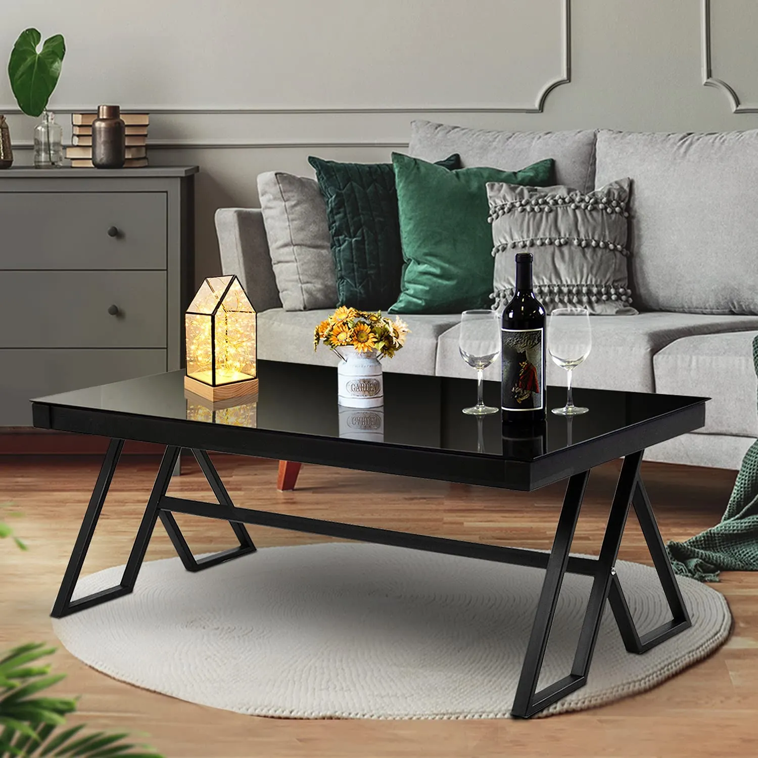 Tempered Glass Tea Table Coffee Table Cocktail Desk Table